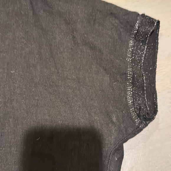 Saks Fifth Avenue Linen Blouse - Black V-Neck - Made in Italy Size Small - Picture 9 of 11